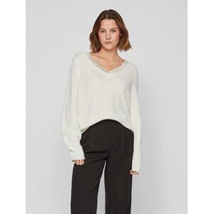 Vila V-Ausschnitt-Pullover »VILOU REV V-NECK L/S LACE KNIT TOP -NOOS« White Alyssum  XS (34)