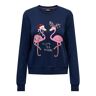 ONLY Sweater »ONLYDA CHRISTMAS L/S O-NECK BOX SWT« Dress Blues Print:Flamingo  XS (34)