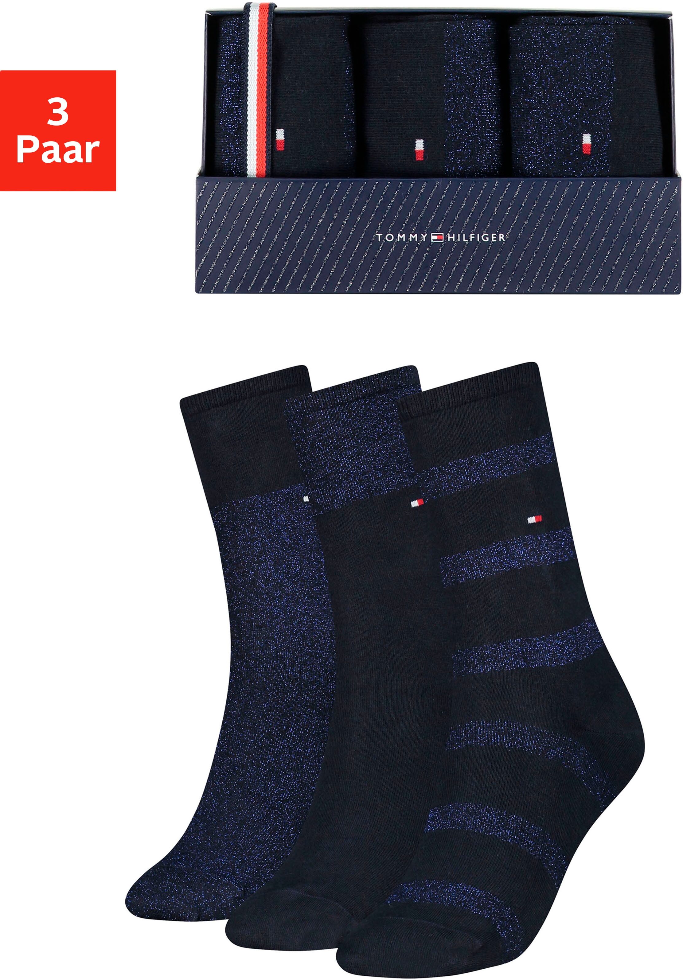 Tommy Hilfiger Socken, (Box), mit glitzernden Fäden silberfarben  35-38 39-42