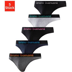 Bruno Banani String, (Packung, 5 St.) navy-blau, schwarz-pink, grau-meliert-mint, anthrazit-meliert-gelb, schwarz-grau  S