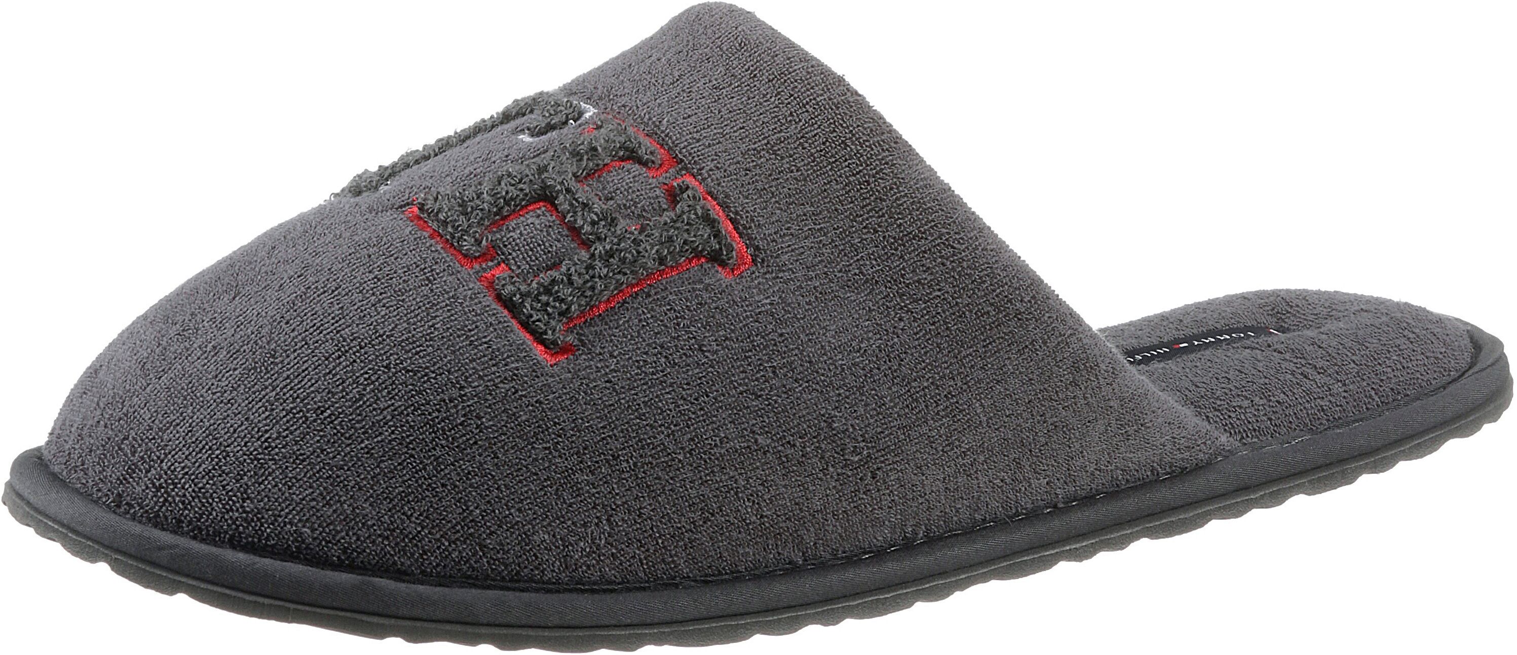 Tommy Hilfiger Pantoffel »TH TOWELLING HOMESLIPPER«, mit TH-Logostickerei grau  39/40 41/42 43/44 45/46