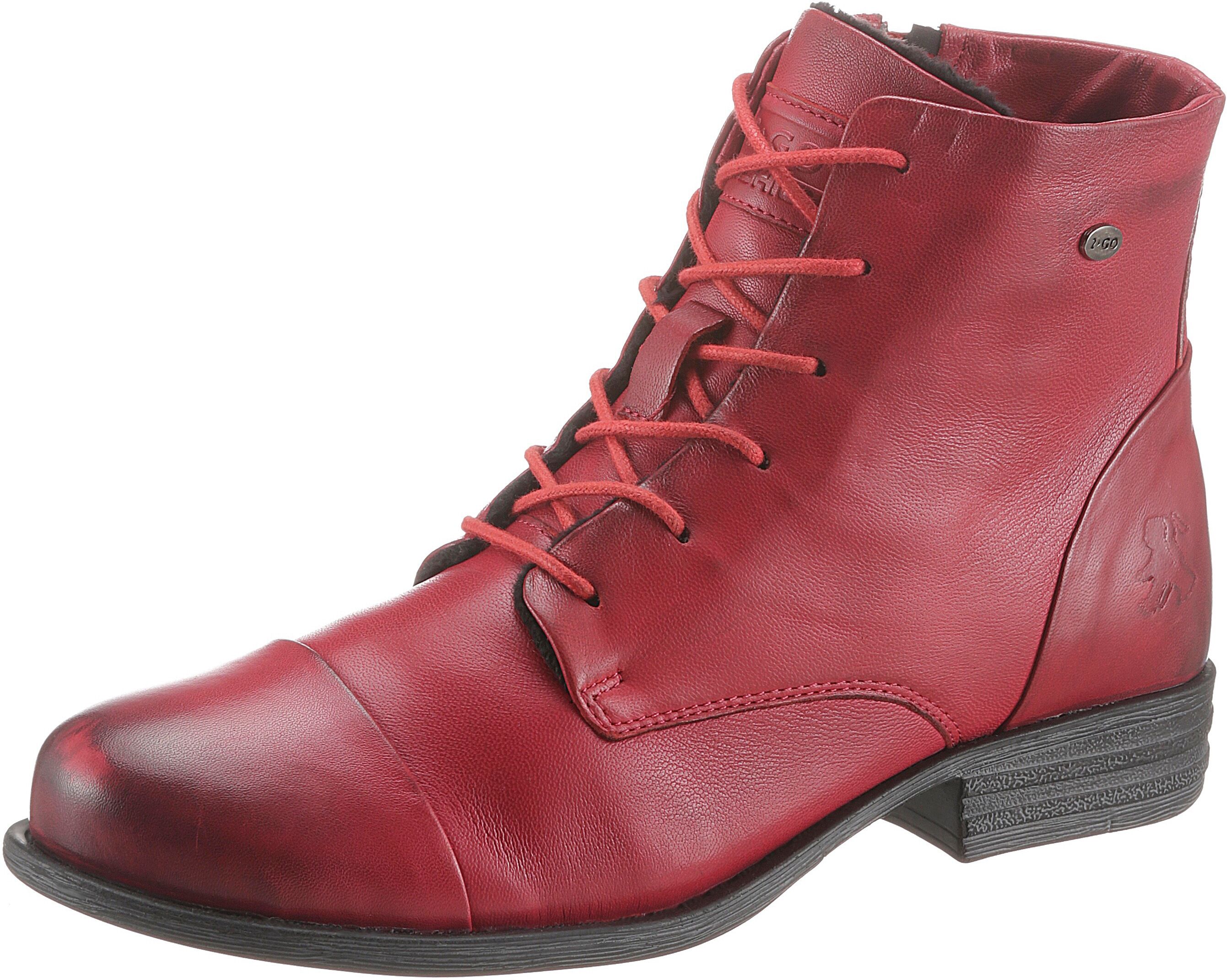 2GO FASHION Schnürstiefelette, mit Nieten auf der Laufsohle rot  36 37 38 39 40 41 42