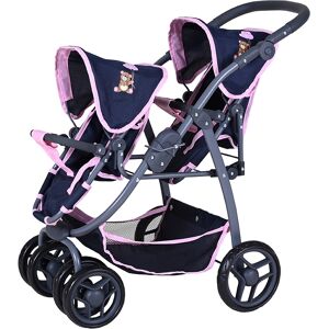 Knorrtoys® Puppen-Zwillingsbuggy »Milo - Navy Pink Bear« Navy Pink