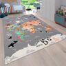 Paco Home Kinderteppich »Bino 581«, rechteckig, Spielteppich, Motiv Weltkarte... Grau  B/L: 100 cm x 200 cm