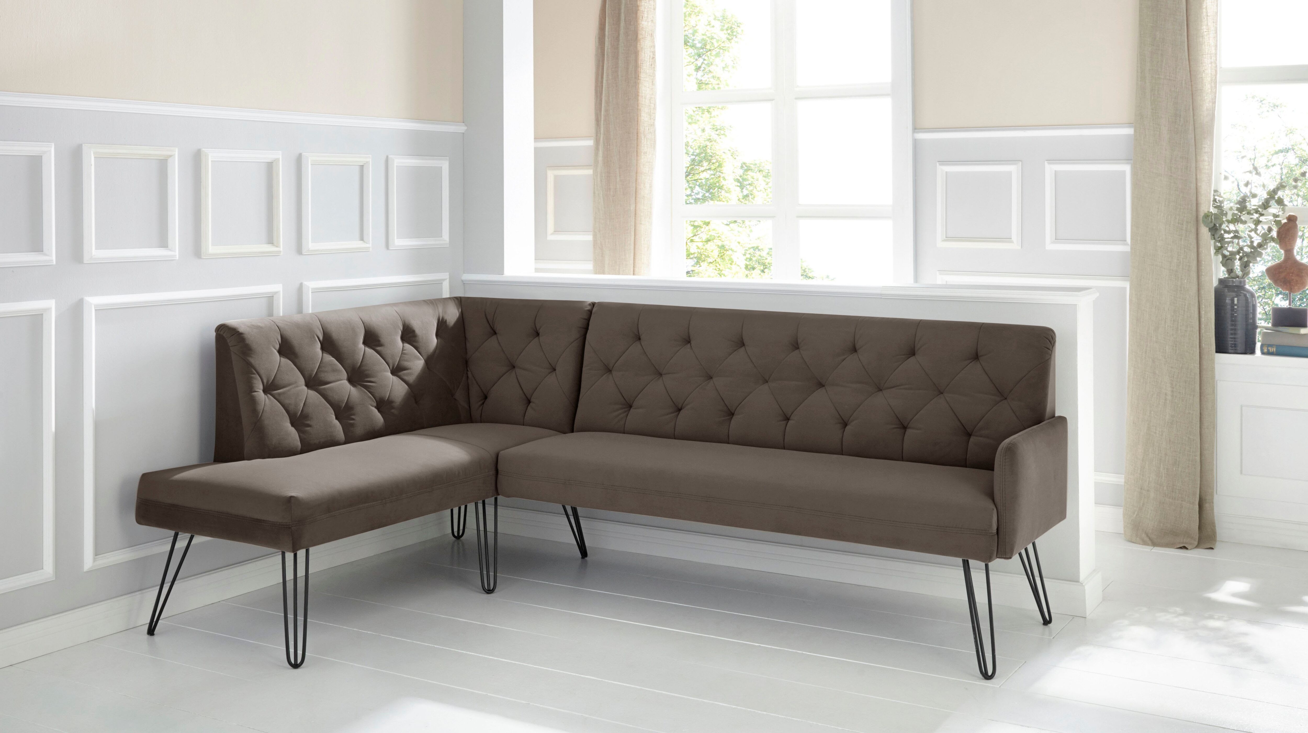 exxpo - sofa fashion Eckbank »Doppio«, Frei im Raum stellbar grau  Samtvelours