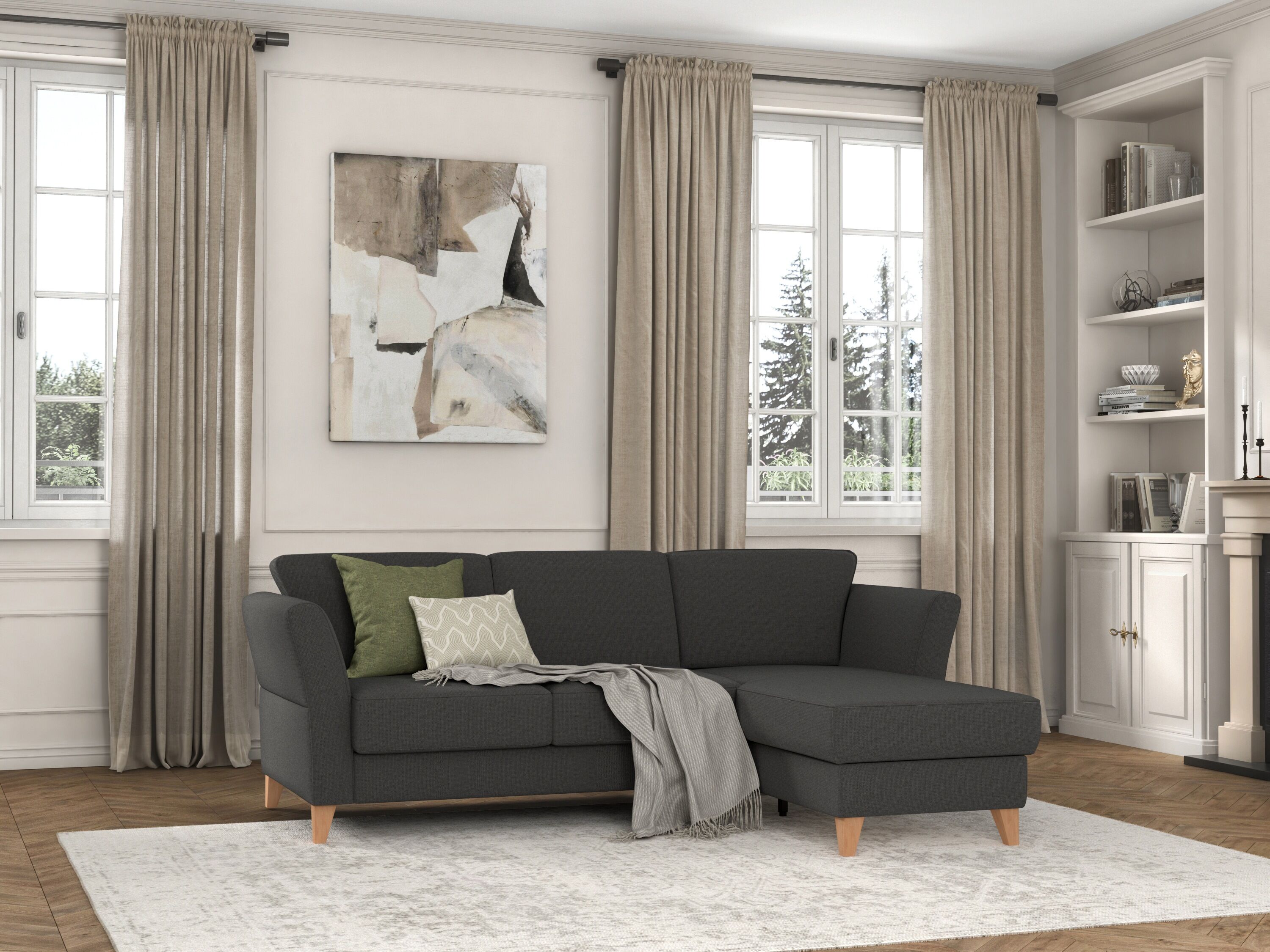 sit&more Ecksofa »Visby«, Wahlweise mit Bettfunktion und Bettkasten, frei im... grau