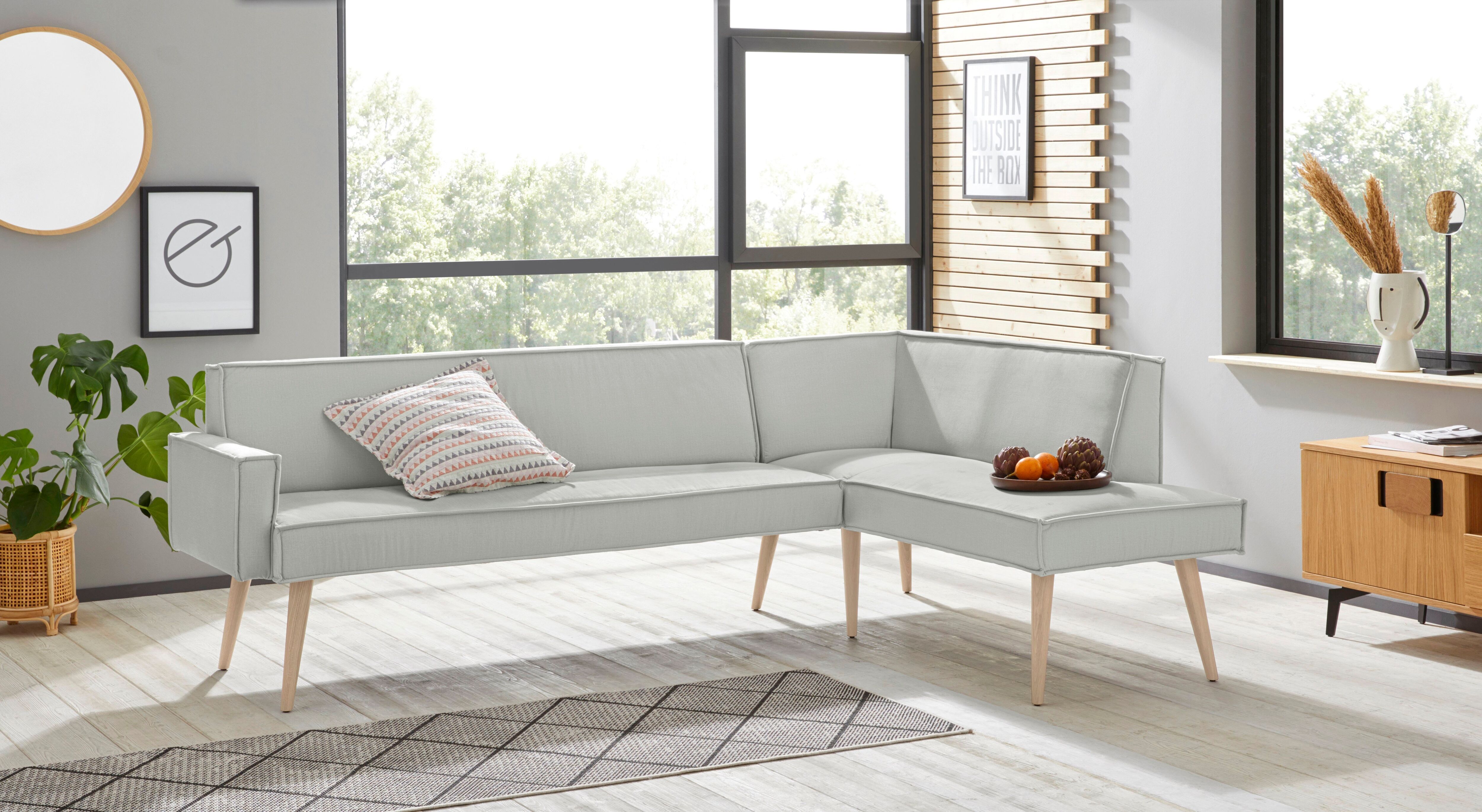 exxpo - sofa fashion Eckbank »Lungo«, Frei im Raum stellbar beige  Veloursstoff