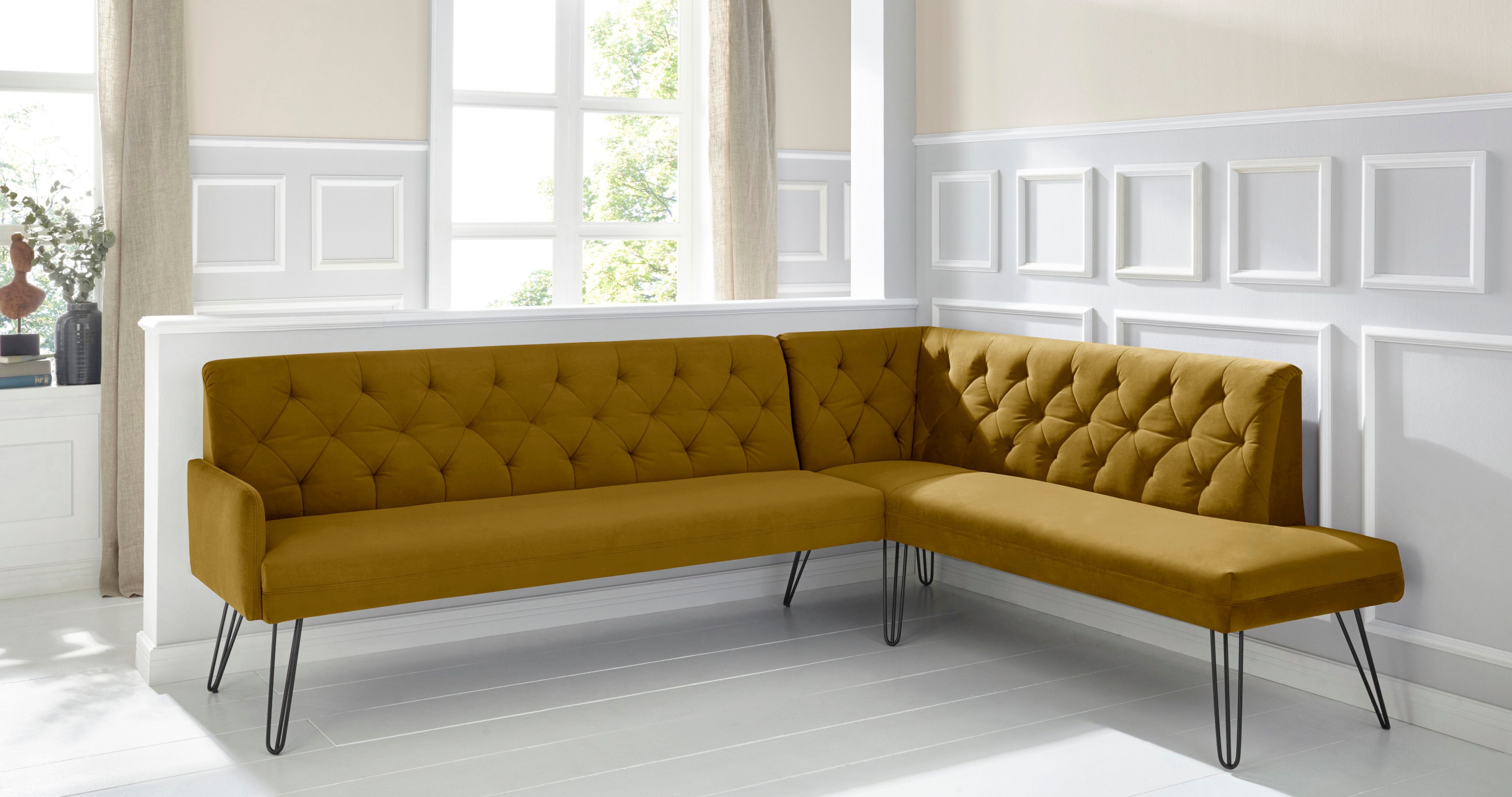 exxpo - sofa fashion Eckbank »Doppio«, Frei im Raum stellbar goldfarben  Samtvelours