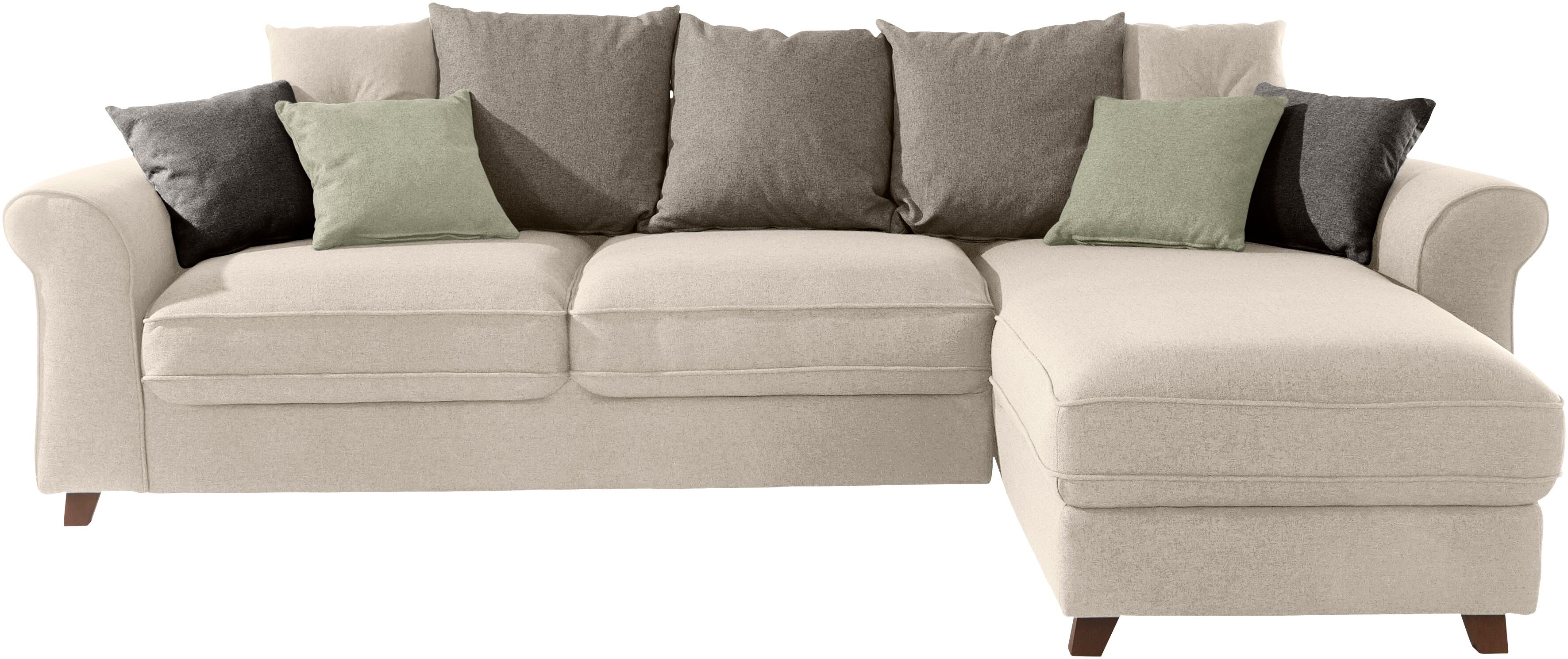 Timbers Ecksofa »Big Reed«, mit vielen losen Kissen, B/T/H: 274/173/87 cm beige