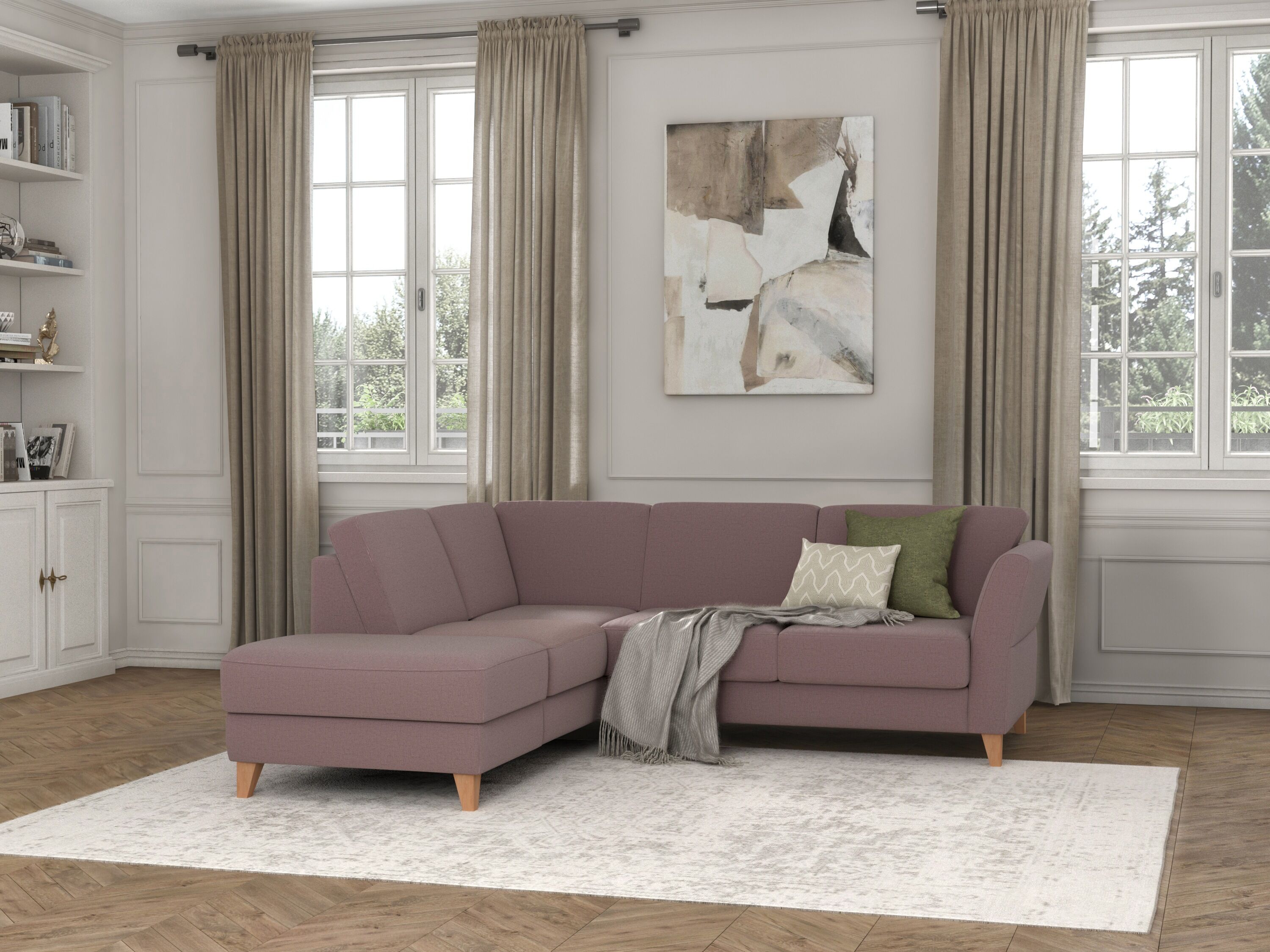 sit&more Ecksofa »Visby V«, Wahlweise mit Bettfunktion und Stauraum, frei im... rosa