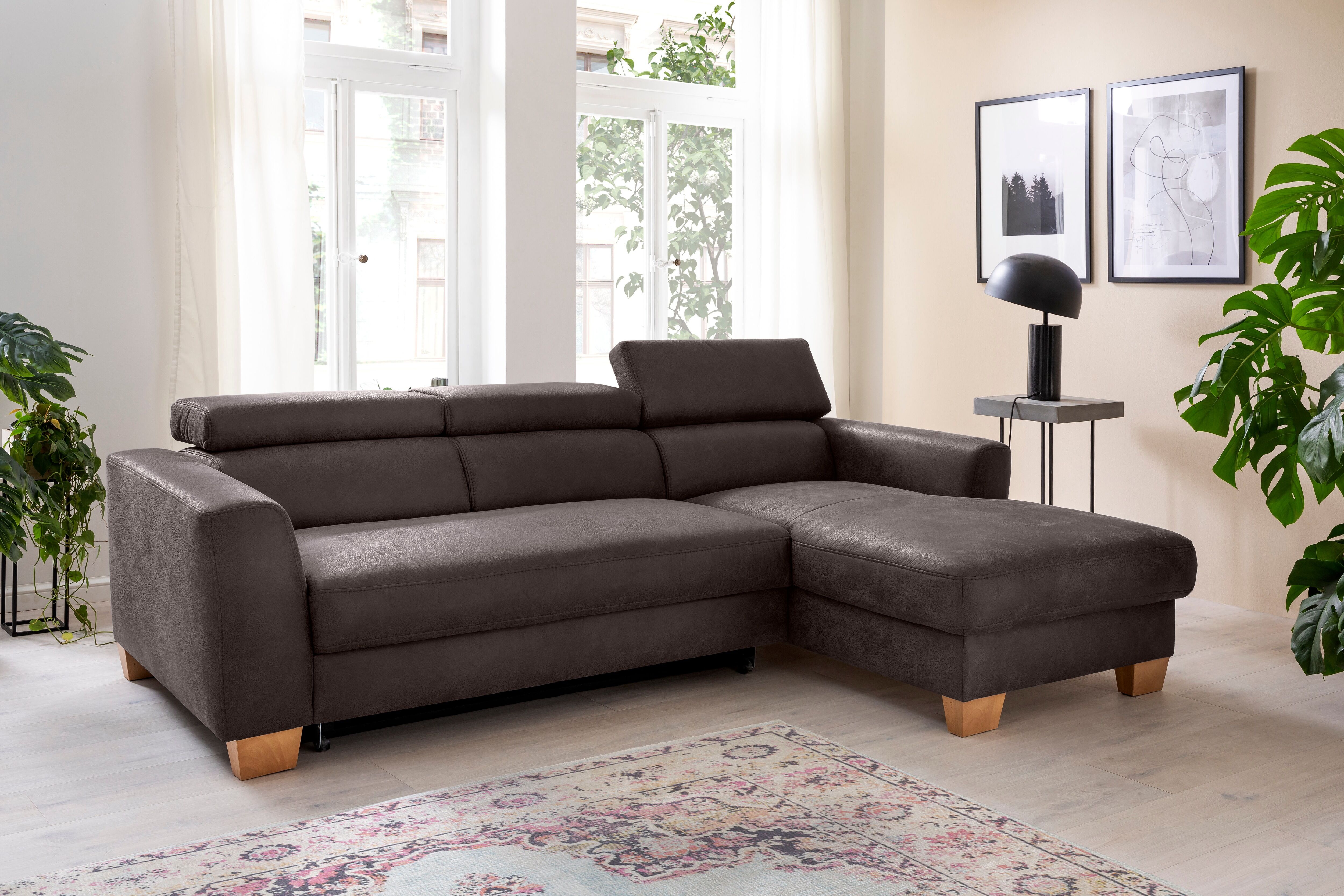 Home affaire Ecksofa »Steve Premium Luxus«, bis 140kg pro Sitz belastbar,... braun