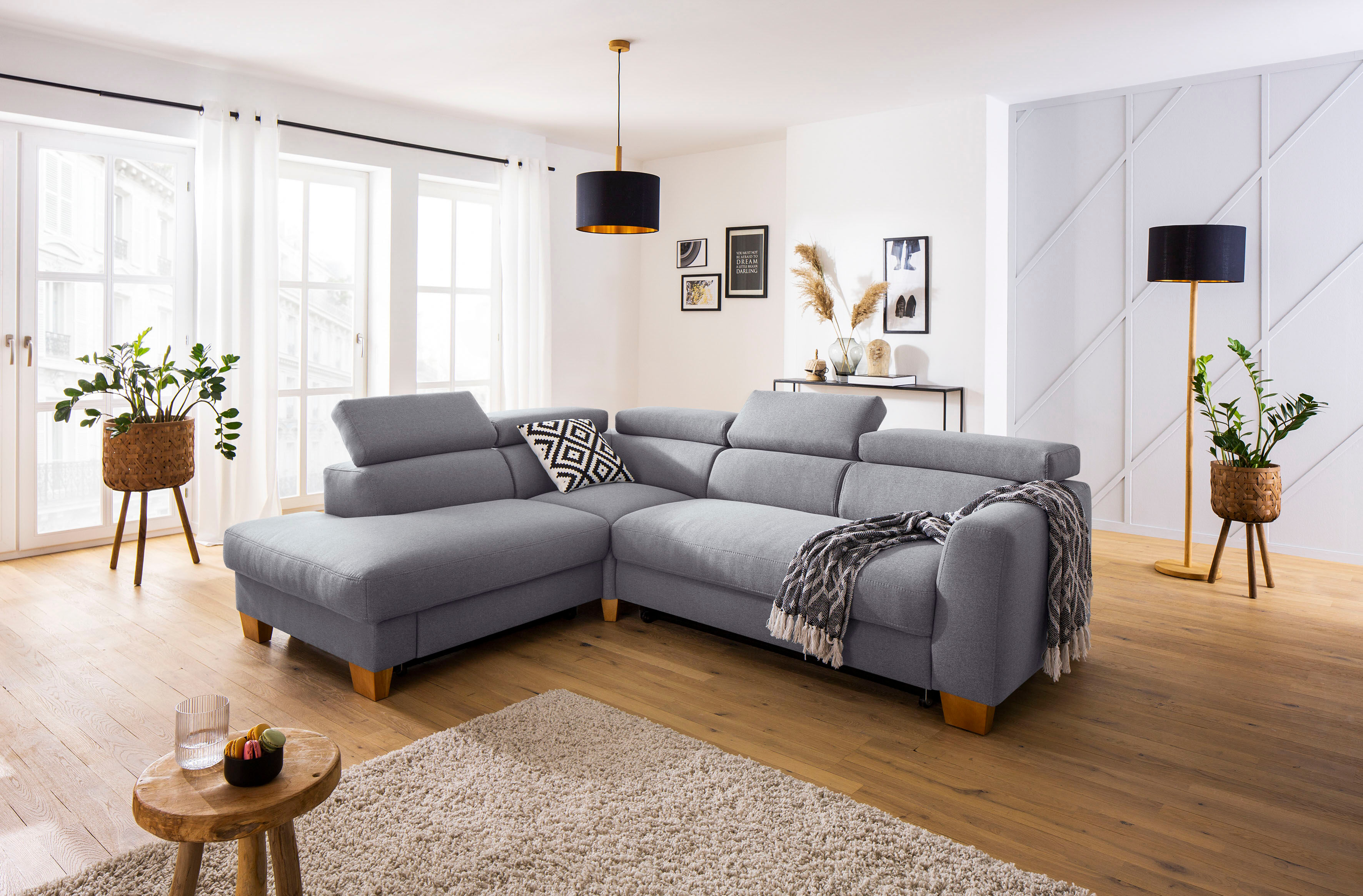 Home affaire Ecksofa »Steve Premium Luxus«, bis 140kg pro Sitz belastbar,... silberfarben