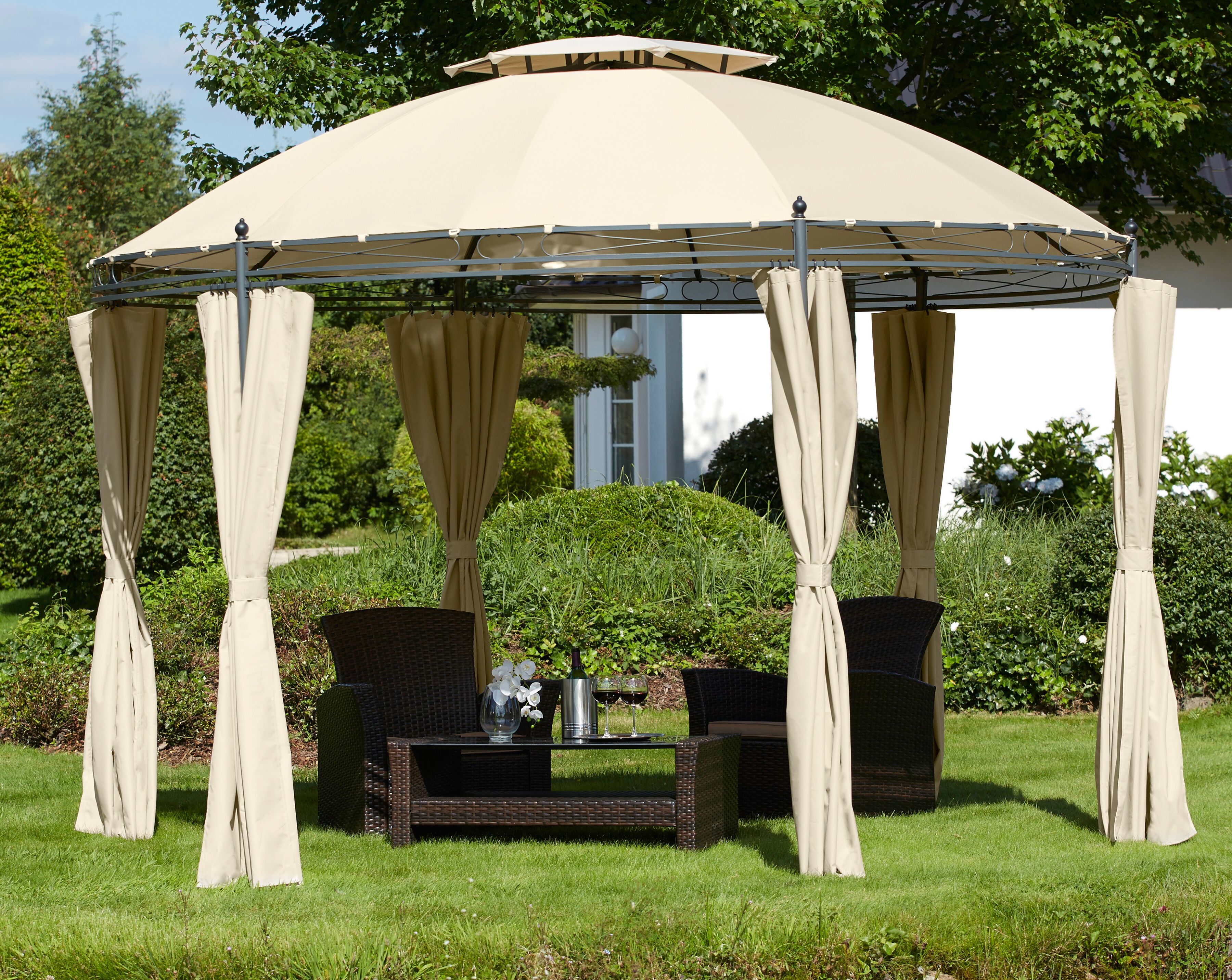 KONIFERA Pavillon »Tino«, (Set), BxT: 350 x 350 cm beige