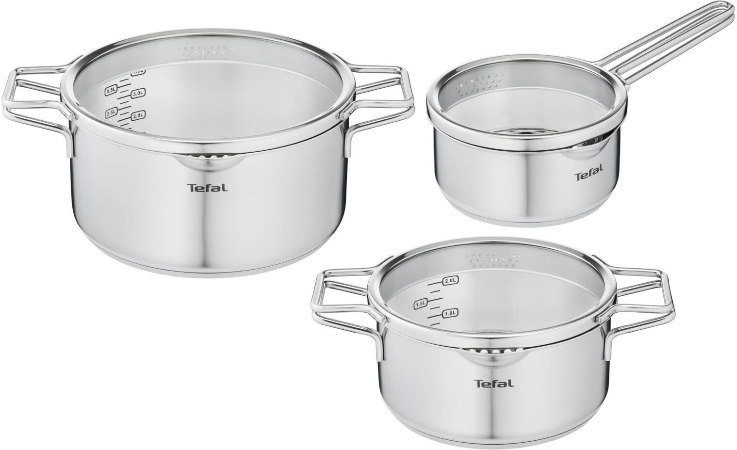 Tefal Kochtopf »Set Nordica 6-teilig 16 cm/20 cm/24 cm«, Edelstahl silberfarben