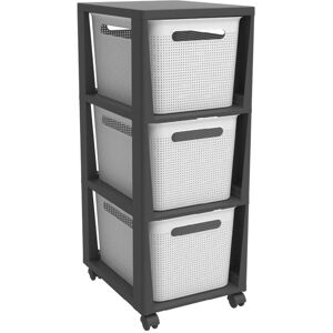 ROTHO Aufbewahrungsbox »Tower 3 x 16 l BRISEN mit Rollen«, (1 St.) Anthrazit, weiss