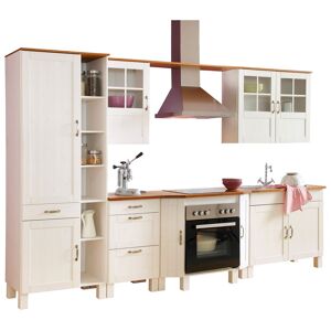 Home affaire Küchenzeile »Alby«, Breite 325 cm, in 2 Tiefen, ohne E-Geräte Küche: weiss/weiss-honigfarben + Arbeitsplatte: honigfarben