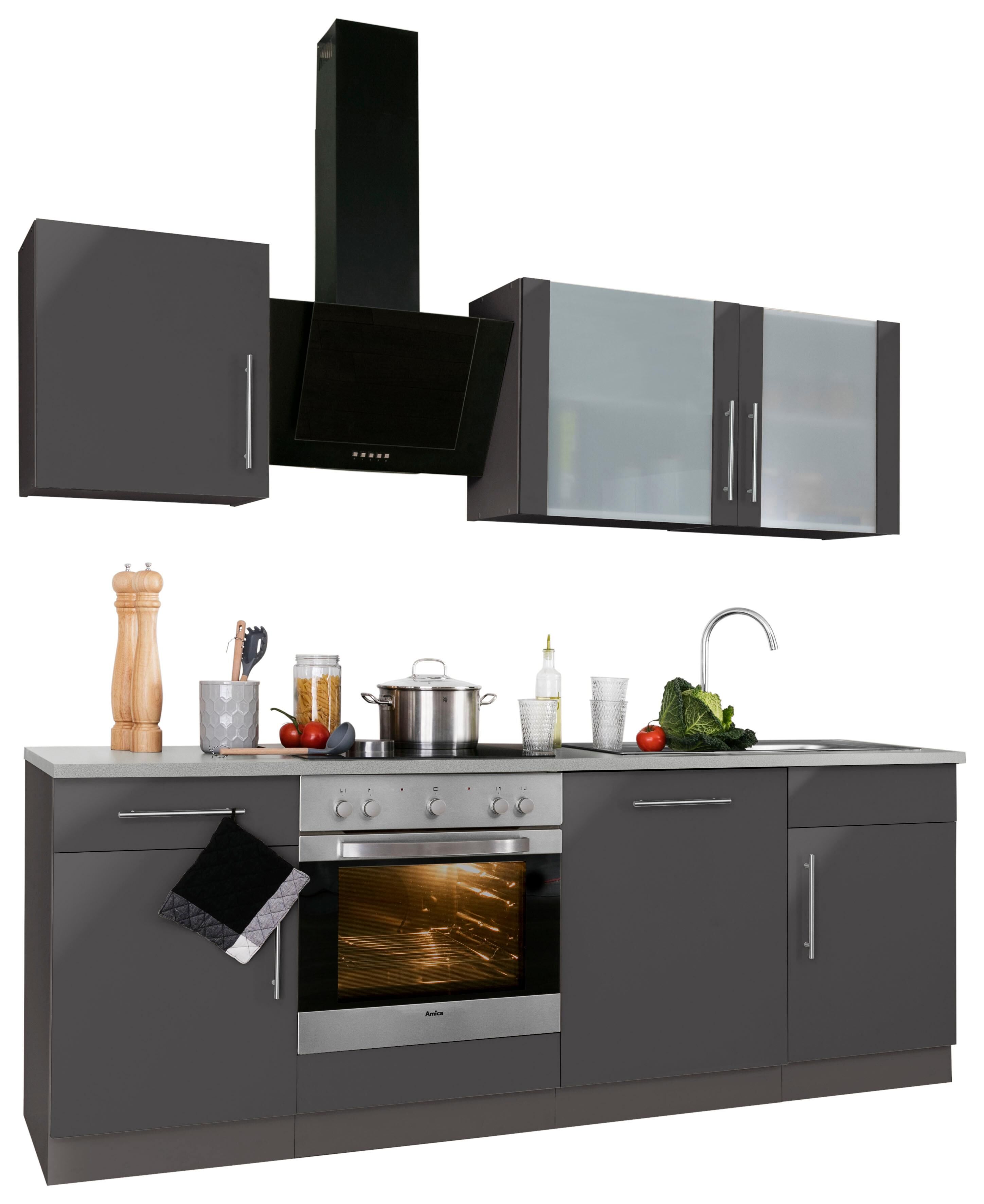 wiho Küchen Küchenzeile »Cali«, ohne E-Geräte, Breite 220 cm grau