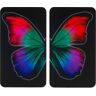 WENKO Herd-Abdeckplatte »Universal Butterfly by Night«, (Set, 2 tlg.) schwarz/rot/grün/blau