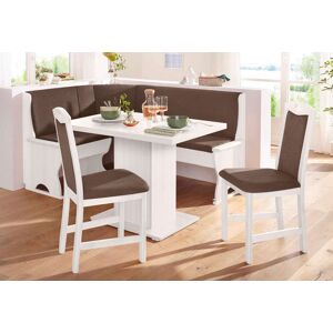 SCHÖSSWENDER Eckbankgruppe »Köln«, (Set, 4 tlg.) Holzwerkstoff mit Farbe Weiss/Serenity 1497 braun + braun + weiss