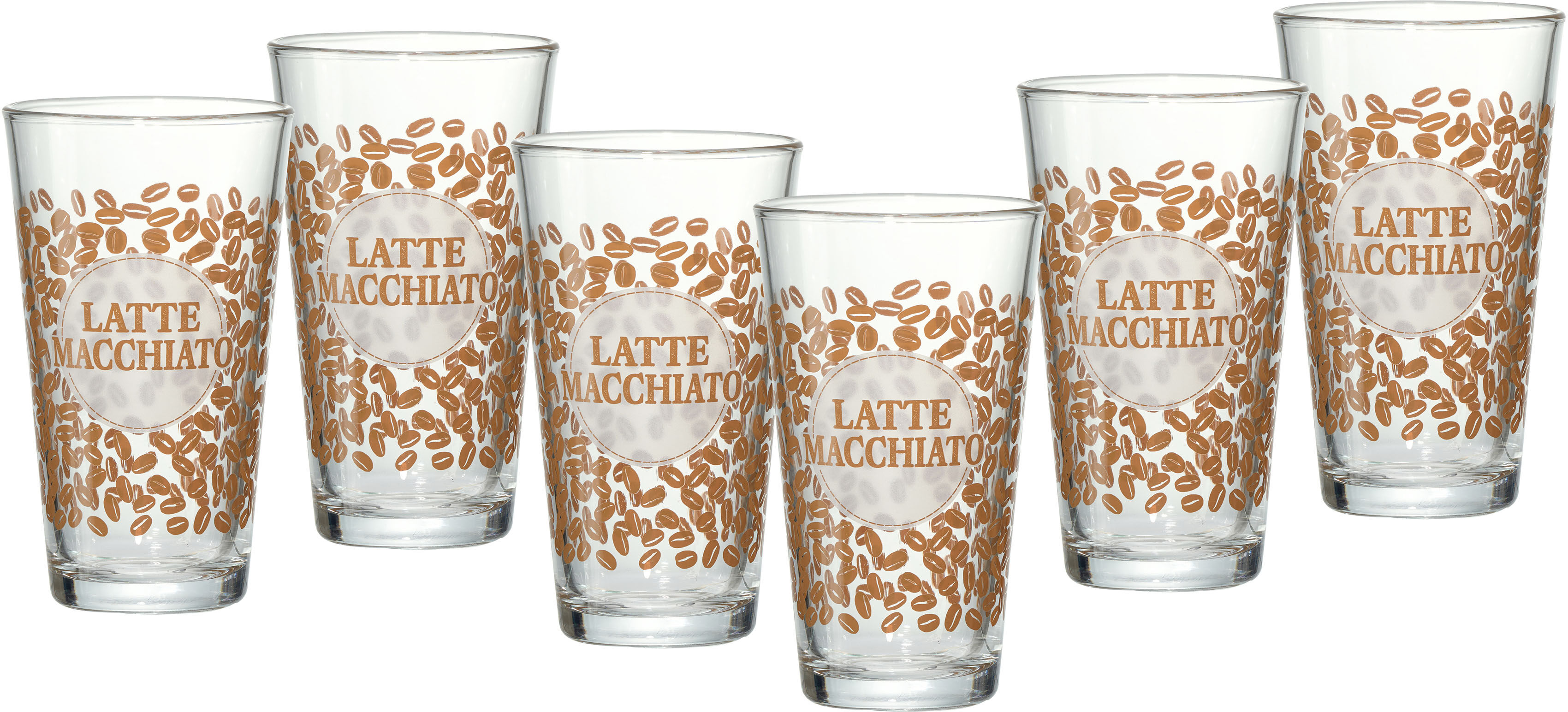 Ritzenhoff & Breker Latte-Macchiato-Glas »Happy, Coffee Beansq«, (Set, 6... braun