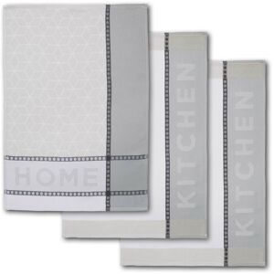 Dyckhoff Geschirrtuch »HOME / KITCHEN«, (Set, 6 tlg.) taupe/weiss