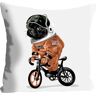 queence Dekokissen »Spacedog«, (1 St.), mit einem fahrradfahrenden... orange  B/L: 40 cm x 40 cm