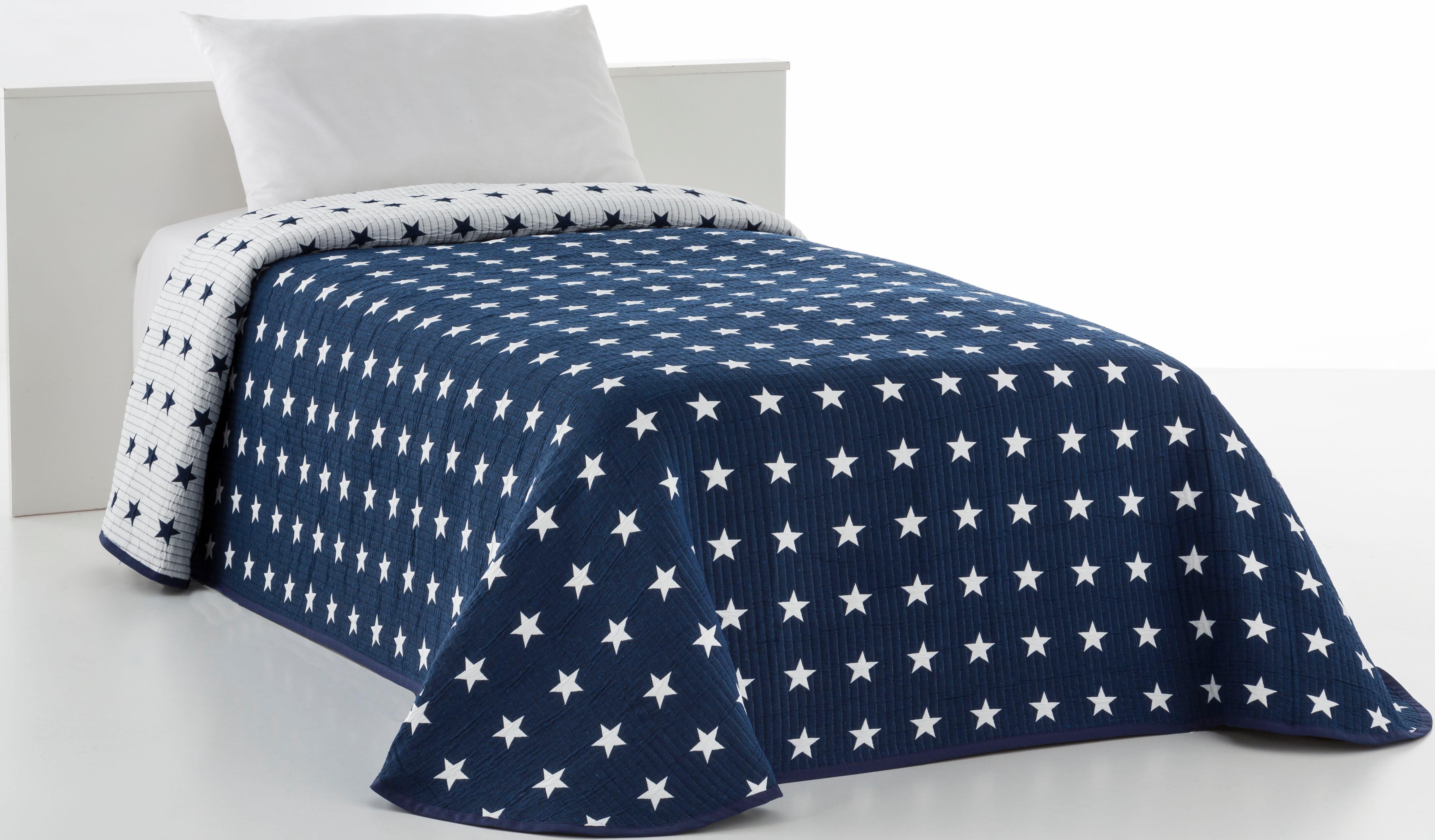 my home Tagesdecke »Yolanda«, mit hochwertigem Sternen-Muster blau  190x250 cm