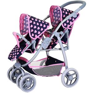 Knorrtoys® Puppen-Zwillingsbuggy »Zwillingspuppenwagen Milo Pink Hearts« Blau