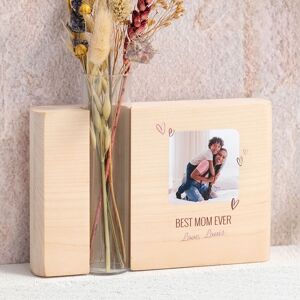 smartphoto Bedruckter Holzblock mit Reagenzglas Vase