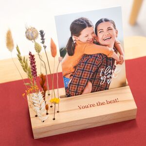 smartphoto Forex-Karten personalisiert im Holzaufsteller & Trockenblumen