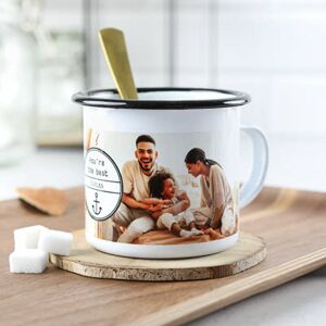 smartphoto Emaille Tasse personalisiert mit Foto o. Text (Weiss-schwarz, 350 ml) Black