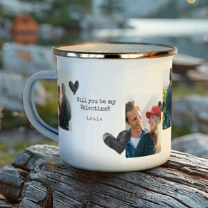 smartphoto Emaille Tasse personalisiert mit Foto o. Text (Weiss-metallic, 350 ml)