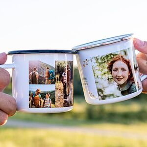 smartphoto Emaille Tasse personalisiert mit Foto o. Text (Weiss-schwarz, 350 ml) zum Valentinstag