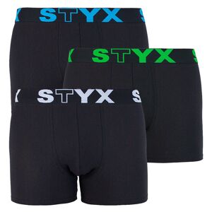 Styx 3PACK pánské boxerky Styx long sportovní guma černé (U9606162) XXL