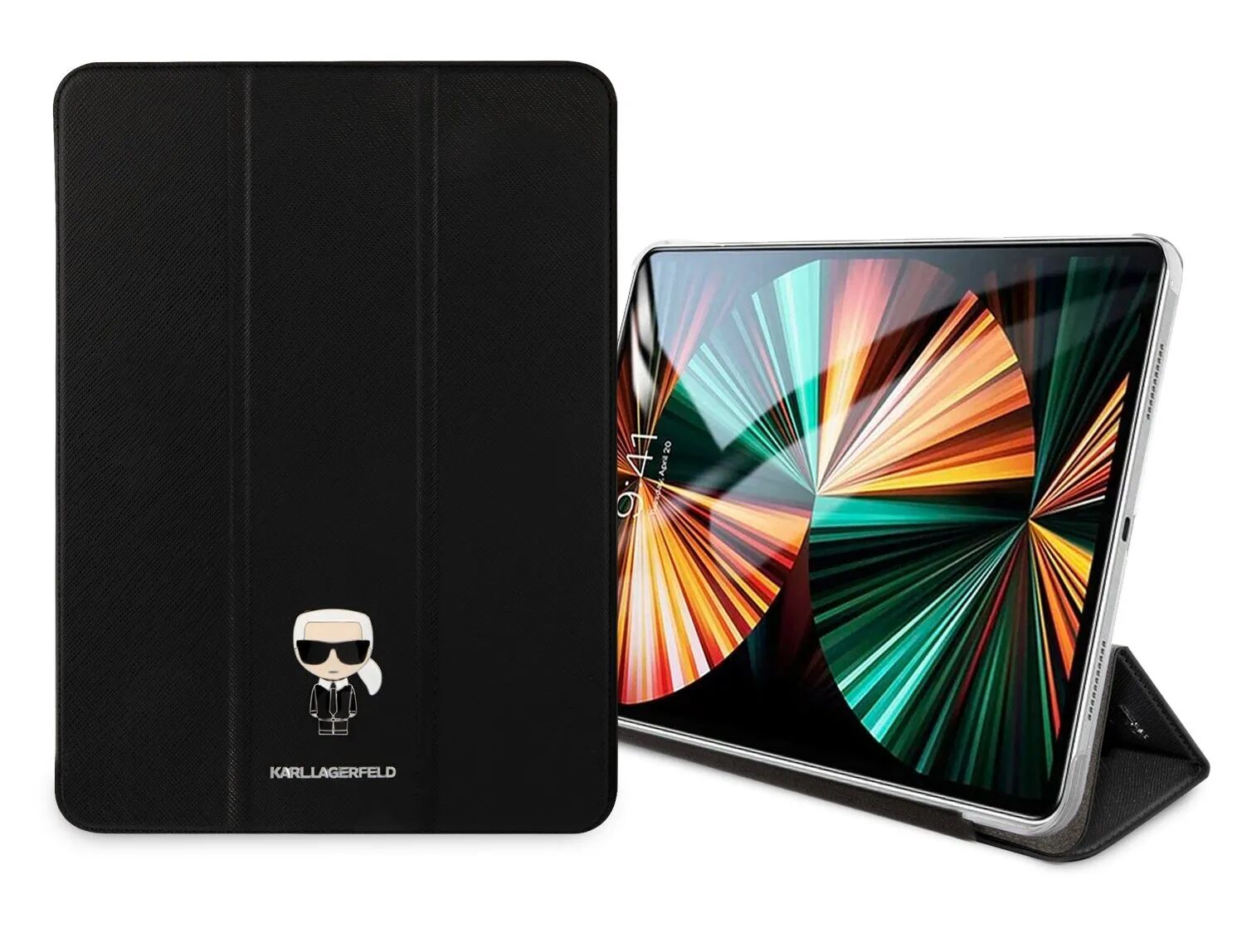 Karl Lagerfeld Pouzdro pro iPad Pro 12.9 (2020/2021) - Karl Lagerfeld, Metal Saffiano Black