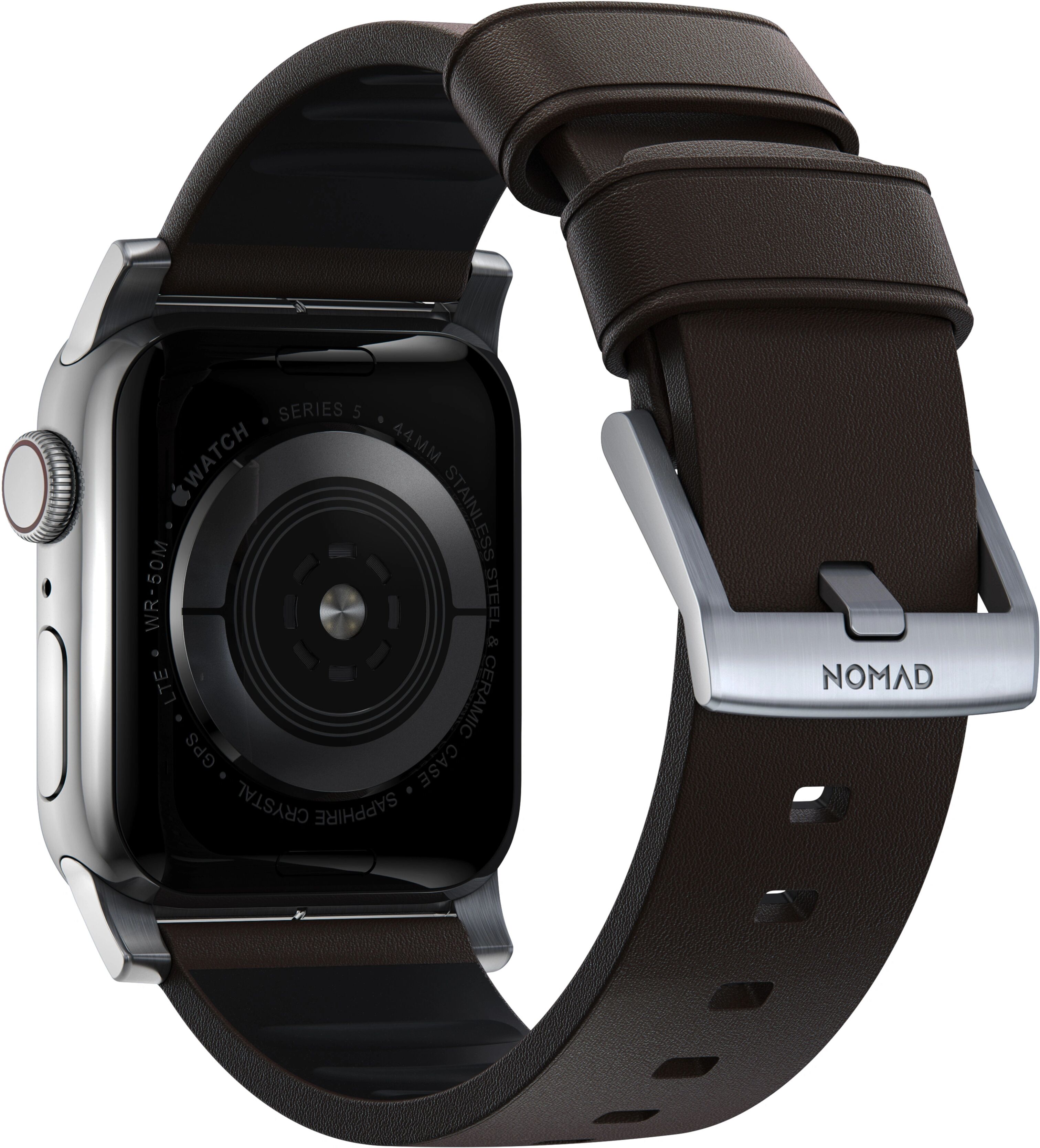 Nomad Kožený pásek / řemínek pro Apple Watch 42mm / 44mm / 45mm - Nomad, Active Pro Brown Silver