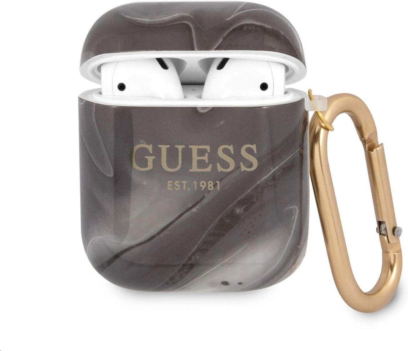 Guess Pouzdro pro sluchátka AirPods - Guess, Shiny Marble Black