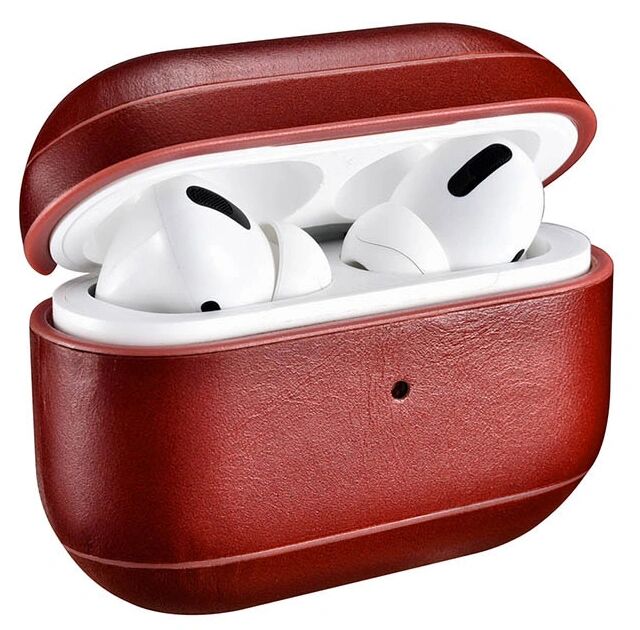 iCarer Kožené pouzdro na sluchátka AirPods Pro - iCarer, Vintage Red