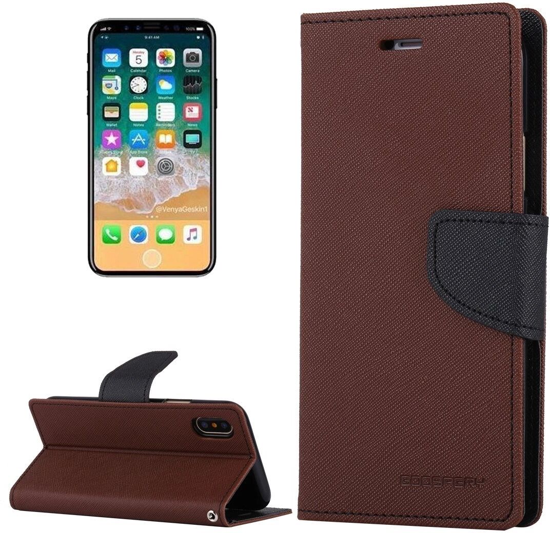 Mercury Pouzdro / kryt pro iPhone XS / X - Mercury, Fancy Diary BROWN/BLACK