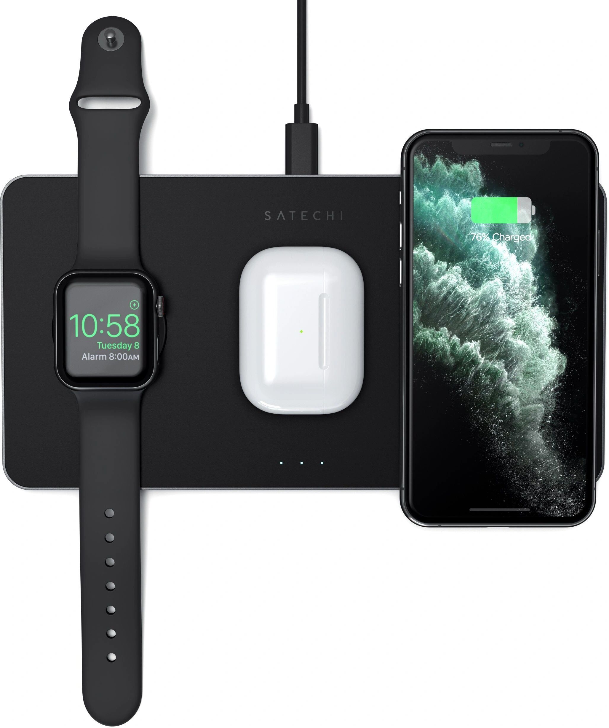 Satechi Bezdrátová nabíječka pro iPhone, Apple Watch a AirPods - Satechi, Trio Wireless Charging Pad