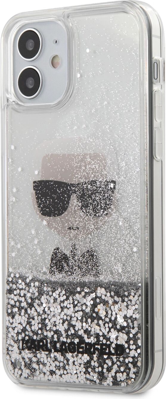 Karl Lagerfeld Ochranný kryt pro iPhone 12 mini - Karl Lagerfeld, Liquid Glitter Iconic Silver