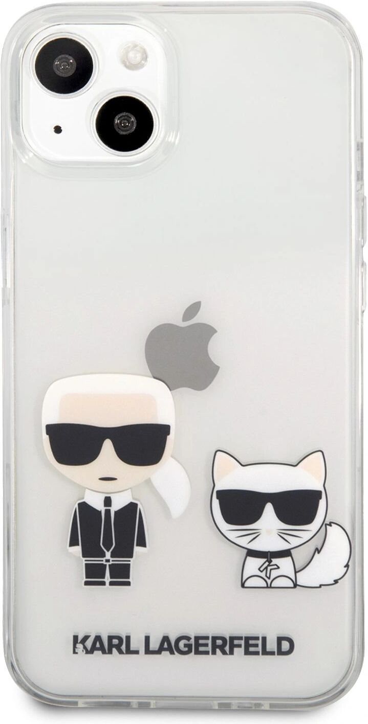 Karl Lagerfeld Ochranný kryt pro iPhone 13 - Karl Lagerfeld, Ikonik Karl and Choupette Transparent