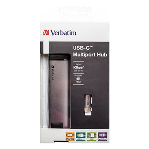 Verbatim USB (3.1) hub 5-port, 49141, šedá, délka kabelu 15cm, Verbatim, adaptér USB C na USB C, 1x USB A, HDMI, ETHERNET