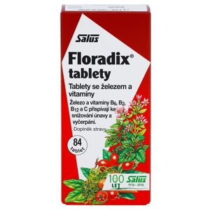 Salus Floradix Železo doplněk stravy pro podporu snížení míry únavy a vyčerpání (With Iron, Vitamins B6, B2, B12 and C) 84 tbl