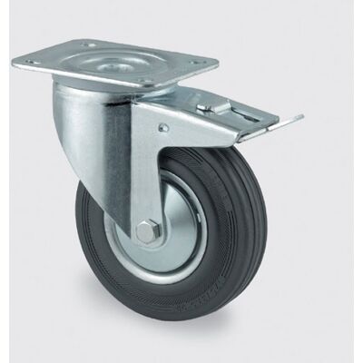 Transportní kolečko TENTE s krytem 100 mm, otočné s brzdou, černá guma Transportní kolečko TENTE s krytem 100 mm, otočné s brzdou, černá guma