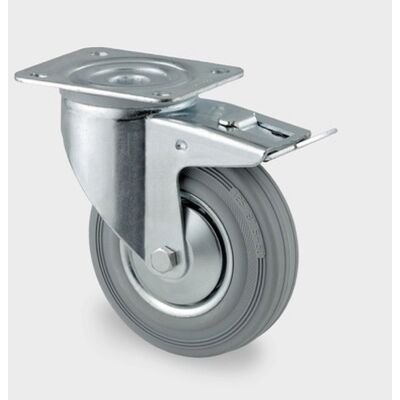Transportní kolečko TENTE s krytem 160 mm, otočné s brzdou, šedá guma Transportní kolečko TENTE s krytem 160 mm, otočné s brzdou, šedá guma