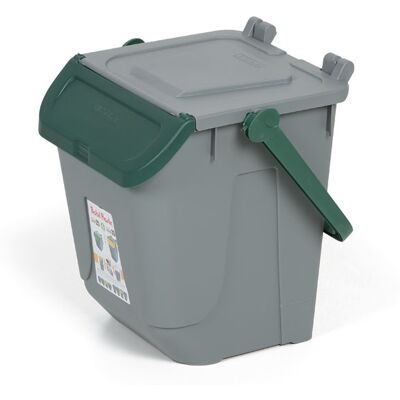 Mobil Plastic Plastový odpadkový koš na třídění odpadu ECOLOGY, 25 l, šedá/zelená Mobil Plastic Plastový odpadkový koš na třídění odpadu ECOLOGY, 25 l, šedá/zelená
