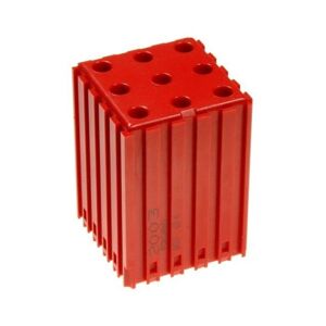 B2B Partner Plastový box na nářadí s válcovou stopkou D6, modul 5x5, 9 dutin, červená