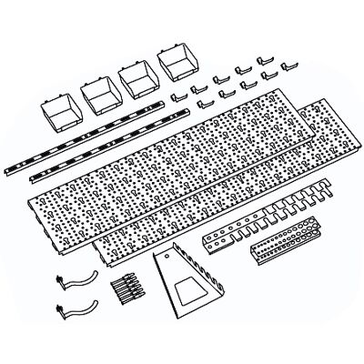 Panel na nářadí a boxy ELEMENT SYSTEM, sada s 19 držáky na nářadí a 4 boxy Panel na nářadí a boxy ELEMENT SYSTEM, sada s 19 držáky na nářadí a 4 boxy