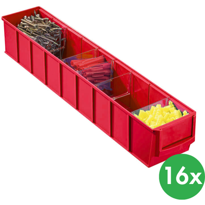 Allit Plastový regálový box ShelfBox typ C - 91 x 500 x 81 mm, 16 ks, červený Allit Plastový regálový box ShelfBox typ C - 91 x 500 x 81 mm, 16 ks, červený